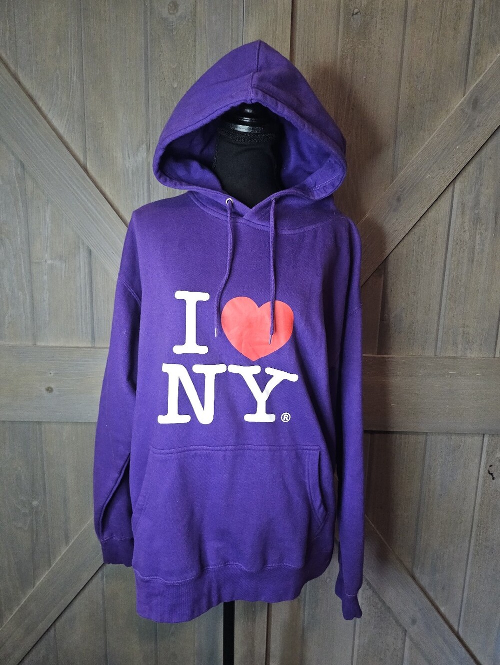 Y2k I Love NY Purple Hoodie sz XL